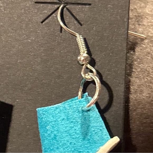 Leo Benally Turquoise Boot Earrings with Sterling Silver - Picture 4 of 4